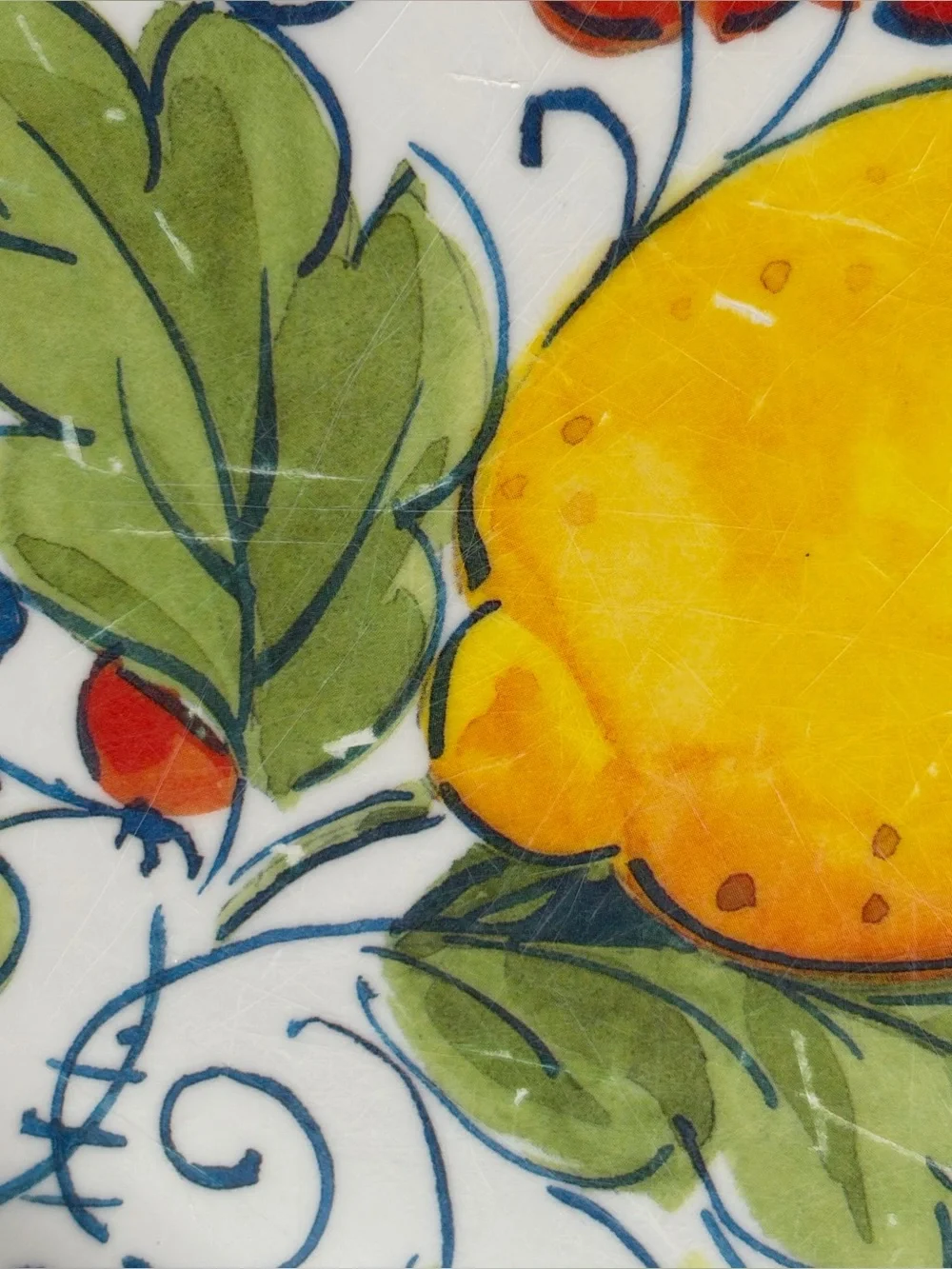 Le Cadeaux Mediterranean Lemon Tree Melamine Dinner Plates Set of 4 Retired